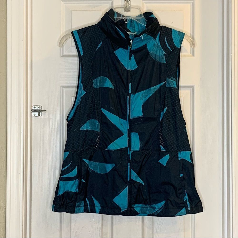 Lululemon Pack-It Vest Back Spin Stroke Peacock Blue Black Size 12